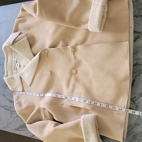 RENA ROWAN Faux Suede and Sherpa Jacket/Coat Tan Beige Size S - Picture 10 of 13